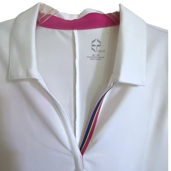 EP PRO SPORT White Polo Collared w/ Pink Green Blue Shirt Detail XL Sporty NWOT - Picture 6 of 10